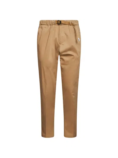 White Sand Belted Trousers In Brown