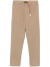 White Sand Trousers In Beige Cotton With Belt In Neutrals