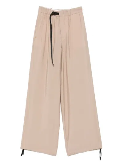 WHITE SAND BELTED TROUSERS