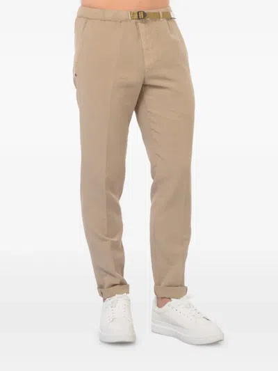 White Sand Belted Trousers In Neutrals