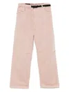 White Sand Belted Trousers In Pink