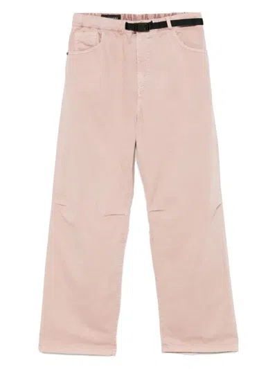 White Sand Belted Trousers In Pink