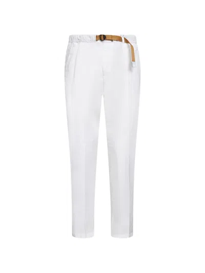 White Sand Belted Trousers In White