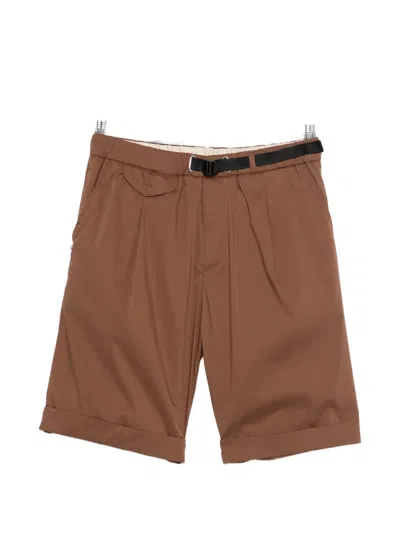 White Sand Belted Turn-up Shorts In Brown