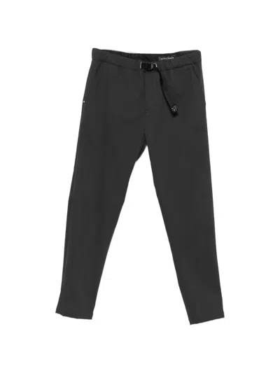 White Sand Belted Twill Straight-leg Trousers In Gray
