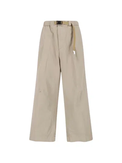 White Sand Belted Wide-leg Trousers In Neutral
