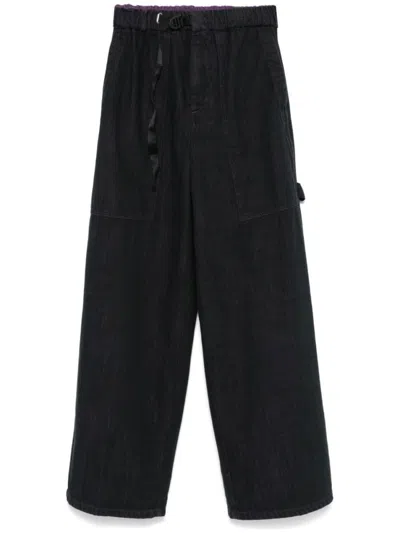 White Sand Black Wide-leg Jeans