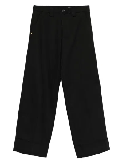 WHITE SAND BLACK WIDE LEG TROUSER
