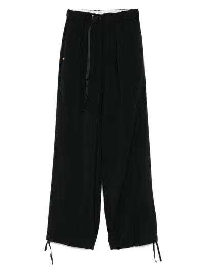 WHITE SAND BLACK WIDE-LEG TROUSERS