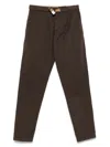 White Sand Brown Trousers In Cotton With Beige Belt