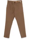 White Sand Brown Trousers In Cotton With Beige Belt And Elastic