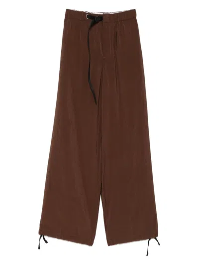 White Sand Brown Wide-leg Trousers In Multi