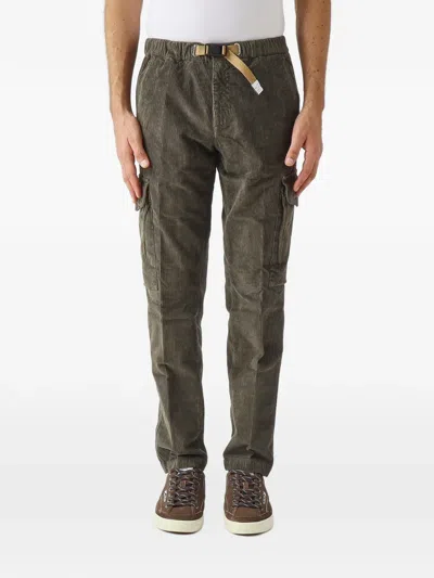 White Sand Bruce Belted Corduroy Cargo Pants In Green