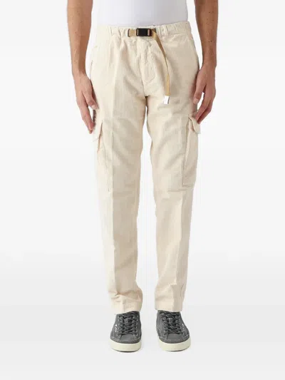 White Sand Bruce Corduroy Belted Cargo Pants In 뉴트럴