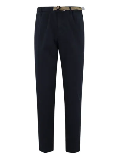 White Sand Buckle-fastening Cotton-blend Trousers In Black