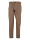 White Sand Buckle-fastening Cotton-blend Trousers In Brown