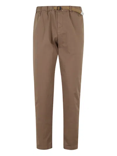 White Sand Buckle-fastening Cotton-blend Trousers In Brown