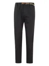 White Sand Tailored Cotton Trousers With Internal Belt In Black