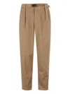 White Sand Buckle-fastening Pleated Trousers In Brown