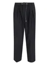 White Sand Buckle Pleated Trousers In Black