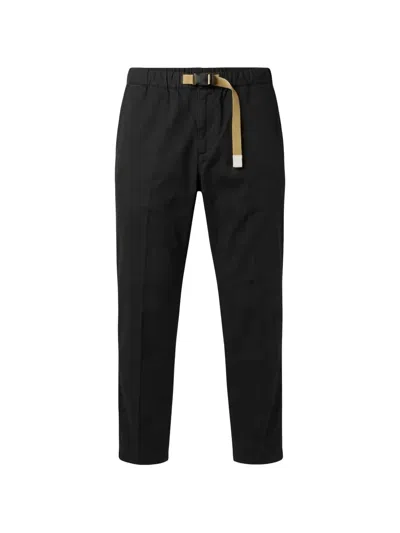 White Sand Buckle-belted Pressed-crease Trousers In Black