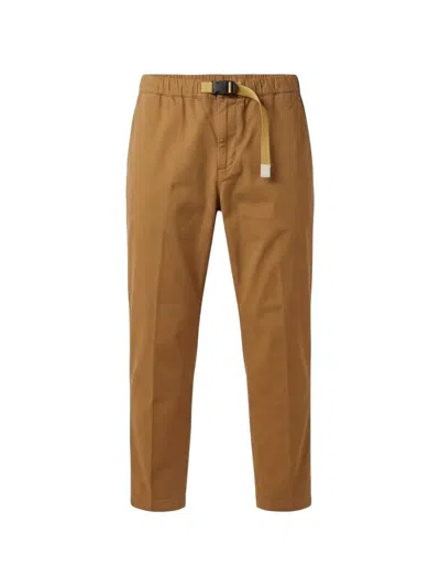 White Sand Buckle-fastening Belt Trousers In Brown