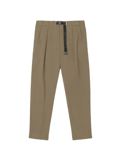 White Sand Buckle-fastening Pleated Trousers In Neutral