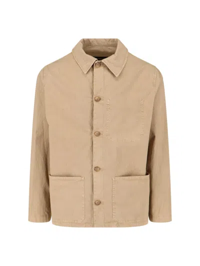White Sand Button Jacket In Sand