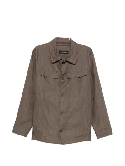 White Sand Buttoned Flap-pockets Jacket In Brown