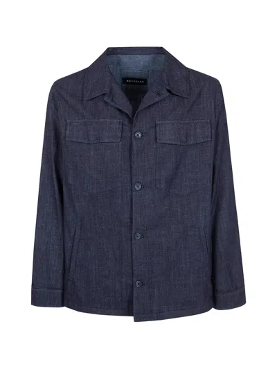 White Sand Buttoned Pocket Shirt In Blue