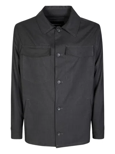 White Sand Buttoned Pockets Overshirt In Gray