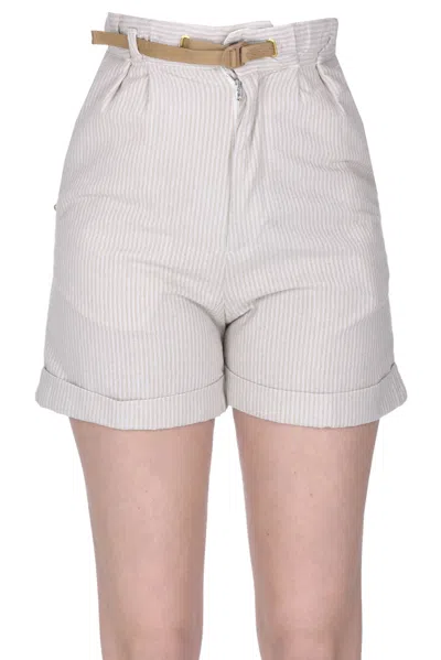 White Sand Cameron Striped Shorts In Beige