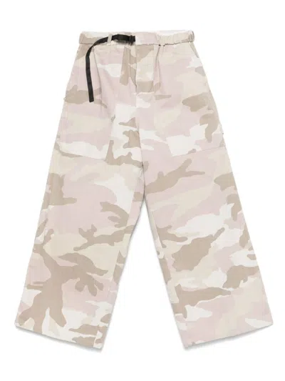 White Sand Camou Print Cotton Trousers