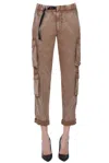 White Sand Cargo Style Trousers In Light Brown