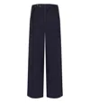 White Sand Carol Blue Ribbed Trousers In Blue