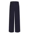 White Sand Carol Blue Ribbed Trousers In Blue