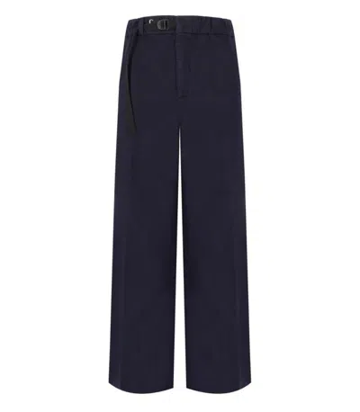 White Sand Carol Blue Ribbed Trousers In Black