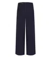White Sand Carol Blue Ribbed Trousers In Blue