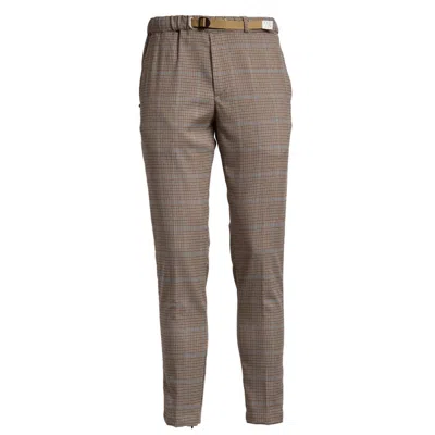 WHITE SAND CHECKED HOUNDSTOOTH TROUSERS