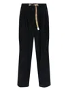 White Sand Corduroy Belt Trousers In Black