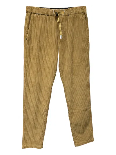 White Sand Corduroy Belted Straight-leg Trousers In Yellow