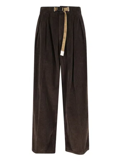WHITE SAND CORDUROY BELTED TROUSERS