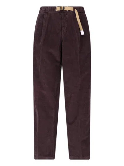 White Sand Corduroy Belted Trousers In Burgundy