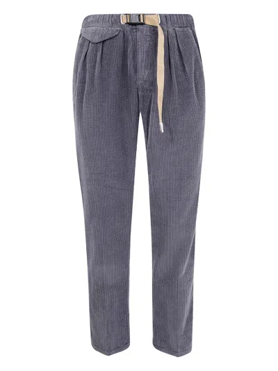WHITE SAND CORDUROY BELTED TROUSERS