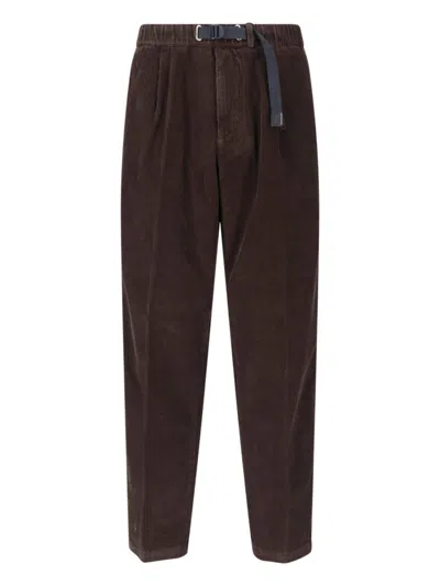 White Sand Corduroy Drawstring Trousers In Brown