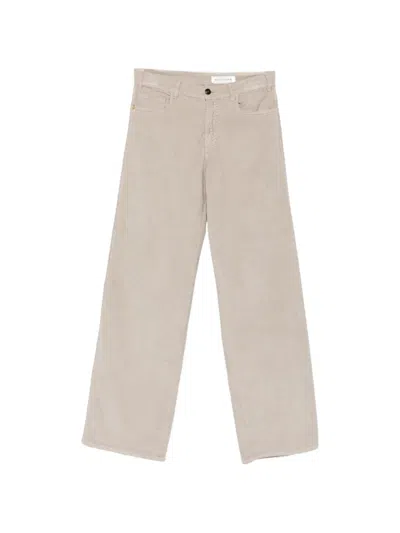 White Sand Corduroy Straight-leg Trousers In Neutral