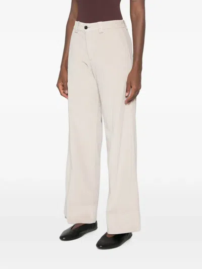 White Sand Corduroy Wide-leg Trousers In White