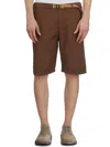 White Sand Cotton And Linen Bermuda Shorts In Brown