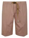 White Sand Belted Bermuda Shorts In Pink