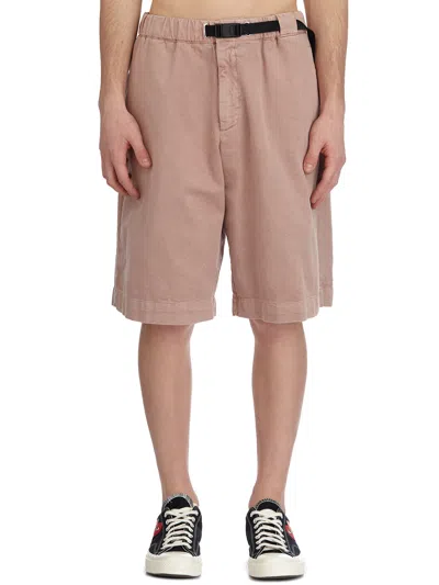 White Sand Cotton Bermuda Shorts With Belt